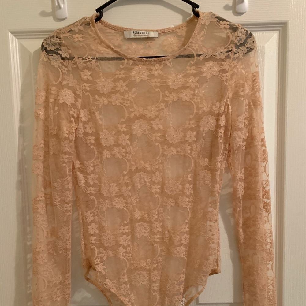 Lace long sleeve body suit